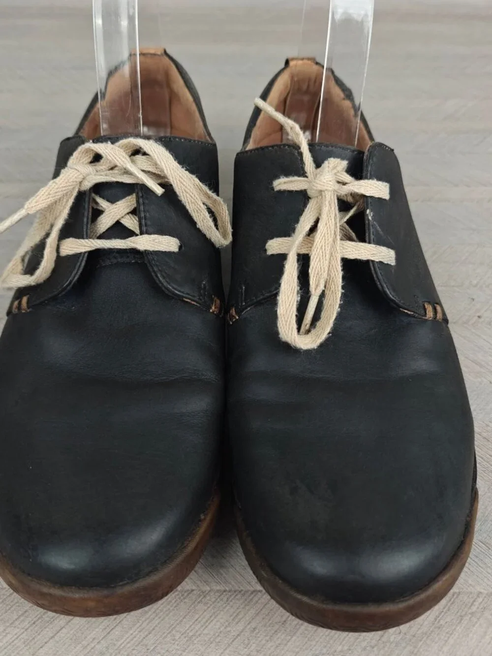 Clarks Size 9 Unstructured Haven Lace Blue Leather Comfort Sneakers Gum Sole